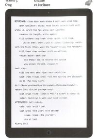 Oralité et écriture, la technologie de la parole