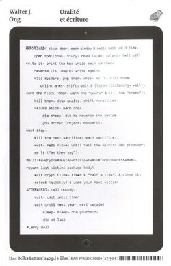 Oralité et écriture, la technologie de la parole