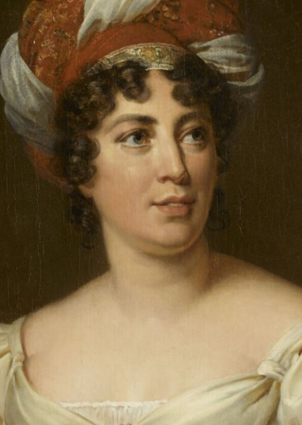 Portrait d’Anne-Louise-Germaine Necker, baronne de Staël-Holstein, connue sous le nom de Madame de Staël. Peinture de Marie-Eléonore Godefroid, d’après François Gérard
